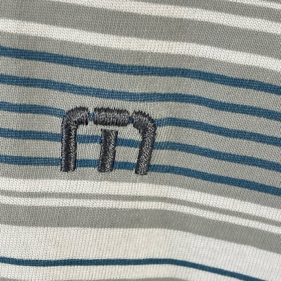 Travis Mathew Polo Shirt Mens Large White Lightweight Golf Casual Flex Striped - Picture 5 of 11